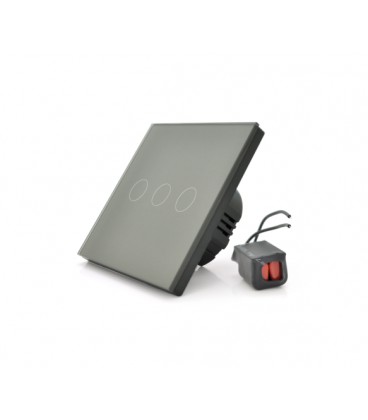 Сенсорный выключатель без заземления + WiFi управление, трехканальный, gray, 86х86х35мм