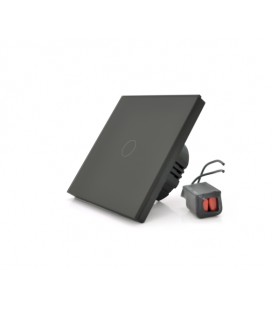 Сенсорный выключатель без заземления + WiFi управление, одноканальный, черный, 86х86х35мм