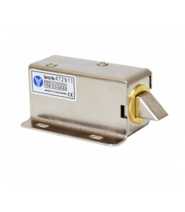 Накладной миниатюрный электрозамок YE-302A (POWER-CLOSED), 12V DC/600mA, 54,5 х 41 х 28