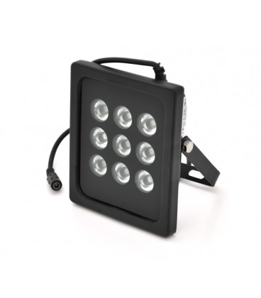 ИК-прожектор GY-IR90009. 12V, 9W, 9LED, IP66, 850Нм, угол обзора 90°, дальность до 100м.
