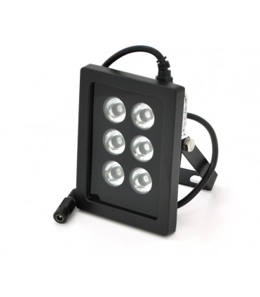 ИК-прожектор GY-IR90006. 12V, 6W, 6LED, IP66, 850Нм, угол обзора 90°, дальность до 70м.