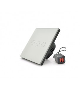 Сенсорный выключатель без заземления + WiFi управление, трехканальный, белый, 86х86х35мм