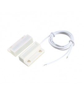 Датчик магнитоконтактный с проводом 30 см MC-38, 27*14*10 мм, контакт NO. пластик, белый, под саморез, липучка, комплект