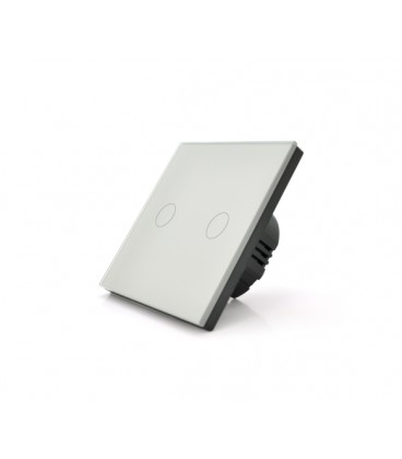 Сенсорный выключатель с заземлением + WiFi управление, двухканальный, белый, 86х86х35мм