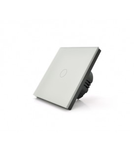 Сенсорный выключатель с заземлением + WiFi управление, одноканальный, белый, 86х86х35мм
