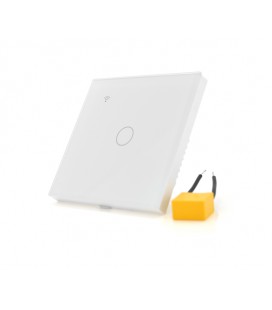 Сенсорный выключатель без заземления + WiFi управление, одноканальный, белый, 86х86х35мм