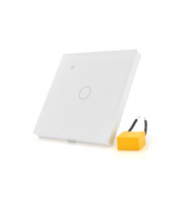 Сенсорный выключатель без заземления + WiFi управление, одноканальный, белый, 86х86х35мм