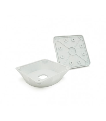 Монтажная коробка под камеру видеонаблюдения CamBox Ø56/70/84/101мм (130х130х40мм) белая IP66 пластик