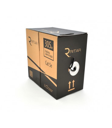 Кабель КНП UTP (4*2*0.51) 4p 24 AWG, Ritar, (CCA), изоляция ПВХ+ПЭ, для нар. работ, 305м, Black, Corton BOX (400x400x470) Q2