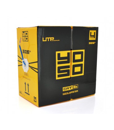 Кабель КВП 4х2х0,5мм, (UTP-cat 5E), YOSO, (CCA), для внутренных работ, blue, 305м