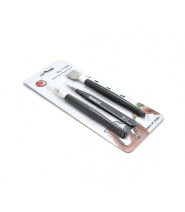 Набор инструментов BAKKU BK-7280-A (шпателёк,прямой пинцет,скальпель). Blister