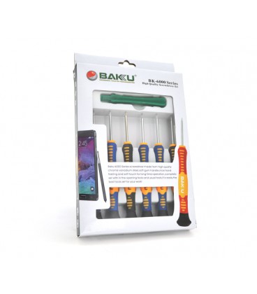 Набор инструментов BAKKU BK-6000 (Отвёртки: T2, T3, T5, T6, 'мерс'1.5, крест1.7, Пинцеты:прямой, изогнутый