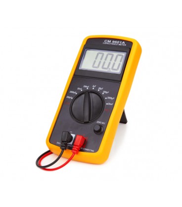 Цифровой измеритель емкости CM-9601A. Измерения: C (200pF–20mF). Функции: автообнуление, ручная коррекция нуля, защита от перегр