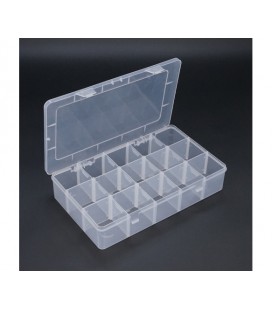 Пластиковый ящик для радиодеталей, 275 х 55 х 165 мм, 15 больших отделений