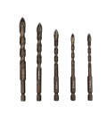 Набор свёрл YOSO универсальных 6 (2 шт.), 8, 10, 12мм ( по бетону, кирпичу, дереву, стеклу и керамике, карбид вольфрама)