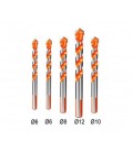 Набор свёрл YOSO универсальных 6х100мм, 8х120мм, 10х150мм, 12х150мм ( по бетону, кирпичу, дереву, керамической плитке, металлу) 