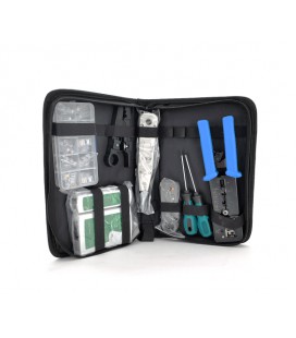 Набор монтажника 9 в 1 Merlion (A063), EZ-RJ45, KD-1, G501,HT332, тестер, коннекторы, отвертки, box 2*5, сумка
