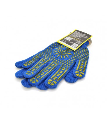 Перчатки Х/Б синие уплотненные 7 класс цена за пару.