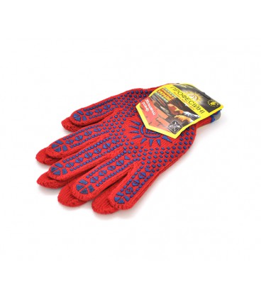 Перчатки Х/Б красные уплотненные 7 класс цена за пару.