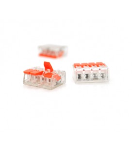 Клемма с нажимными зажимами 4-проводная WAGO K221-414 для распределительных коробок, 4-pin, прозрачно-оранжевая