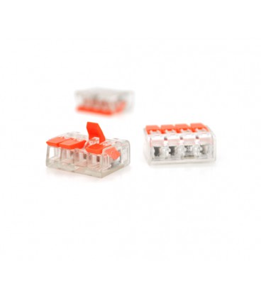 Клемма с нажимными зажимами 4-проводная WAGO K221-414 для распределительных коробок, 4-pin, прозрачно-оранжевая
