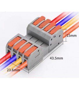 Клемма разъемная с нажимными зажимами 4-проводная DF-2604D, 4-pin, 250V, 32A, 0.2-4.0mm2, 23.6*43.5*15mm, серая