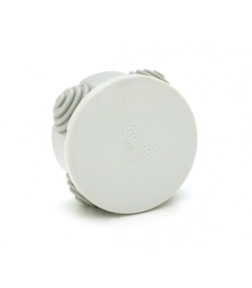 Коробка распределительная, СOURBI Ø65х35 серая с кабельными вводами, IP54 (негорючая)