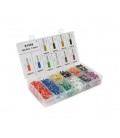 Набор клемм/наконечников 1200шт E1008 (R-200, B-200, Y-100, Bl-100, O-100, Br-100, G-100, W-100, Gr-100, V-100) в боксе