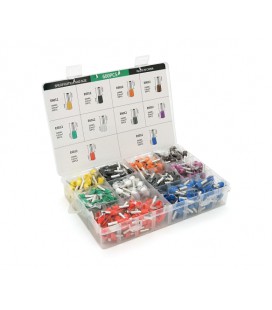Набор клемм/наконечников 600шт VE6012 (R-100, B-100, Y-50, Bl-50, O-50, Br-50, G-50, W-50, Gr-50, V-50) в боксе