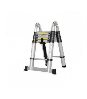 Телескопическая лестница 2.9м двойная 7+7 ступеней, нержавеющая сталь, до 150кг, ширина 45см, вес 20.34кг, Box