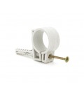 Обойма с ударным шурупом для гофры/трубы белый/серый 25-27мм (пач. 25шт. цена за пачку)