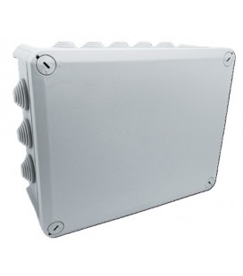 Коробка распределительная герметичная/внешняя 240х190х95мм, IP66 пластик, (РР) 10 гермовводов, белая/серая