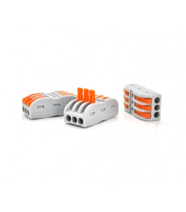 Клеммная колодка с нажимными зажимами 3-проводная WAGO K773-313 для распределительных коробок, 3-pin, проходная, cерая