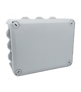 Коробка распределительная герметичная/внешняя 190х150х75мм, IP66 пластик, (РР) 10 гермовводов, белая/серая