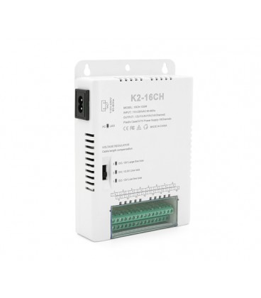 Импульсный блок питания с регулировкой напряжения 12/13,5/15V-10A/16CH по 1А, в пластиковом корпусе, 16-ти канальный