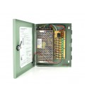 Импульсный блок питания 12V-10A/9CH в боксе с замком перфорированный, 9-ти канальный, Q20