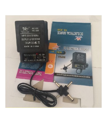 Адаптер питания YE-308 с регулировкой 1,5V-12V 0,5A, штекер 5,5*2,1, jack3,5, LED - индикация