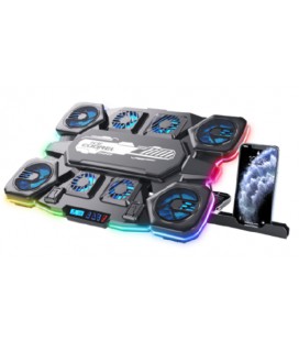 Подставка под ноутбук IceCoorel Q10, до17', fan4-70*15/2-50*15/2-60*15 мм, корпус пластик+алюминий, TYPE C+LCD display, 422x310x