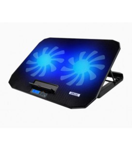 Подставка под ноутбук IceCoorel N106L, 10-18', 2*125mm 1400±10% RPM, корпус пластик+алюминий, 2xUSB 2.0 + LCD, 362x260x30 mm, Bl