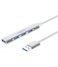 Хаб VEGGIEG V-K301 USB 3.0 на USB 3.0/4 порта, 480Mbts, питание от USB, 0.15m, Silver, Box