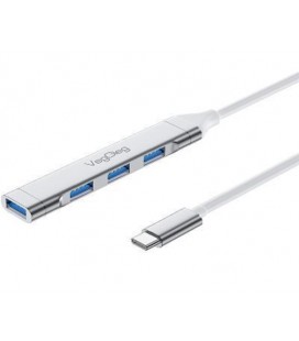 Хаб VEGGIEG V-K301 Type-С на USB 3.0/4 порта, 480Mbts, питание от USB, 0.15m, Silver, Box
