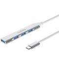 Хаб VEGGIEG V-K301 Type-С на USB 3.0/4 порта, 480Mbts, питание от USB, 0.15m, Silver, Box
