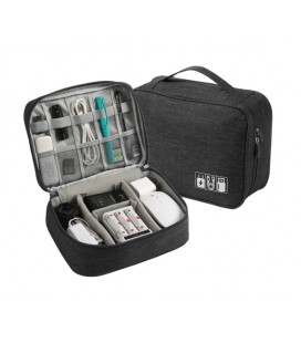 Органайзер для зарядок, проводов и кабелей, ткань оксфорд, 24х9х18см, Black