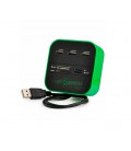 Хаб-кардридер универсальный CUB3, 3 порта, Green/Black, Блистер