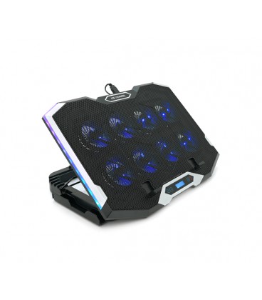 Подставка под ноутбук IceCoorel K10, 10-17', 8*70mm, корпус пластик+алюминий, 2xUSB2.0 + LCD, 410x297x40mm, RGB, Box, Q10