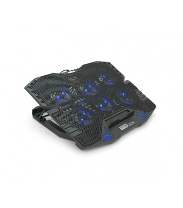 Подставка под ноутбук IceCoorel K8, 10-17', 6*70mm 1800 RPM±10%, корпус пластик+алюминий, 2xUSB2.0 + LCD, 365*297*30mm, Black, B