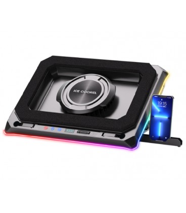 Подставка под ноутбук IceCoorel A8, до17', fan1-135*15 мм 300-3000 RPM, корпус пластик, 4-USB+1-TYPE C+DC, 420x320x55mm, RGB-11р