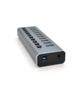 Хаб USB 3.0, 6 портов USB 3.0 + 4 порта QC3.0, с переключателями на каждый порт, DC12V4A, Black, BOX