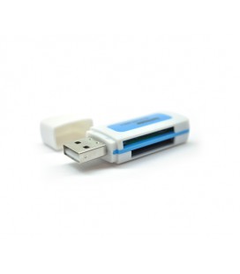 Кардридер универсальный 4в1 MERLION CRD-5VL TF/Micro SD, USB2.0, Blue, OEM Q1500