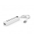 Хаб USB 2.0 7 портов, White, 480Mbts питание от USB, с выключателем, Blister Q100